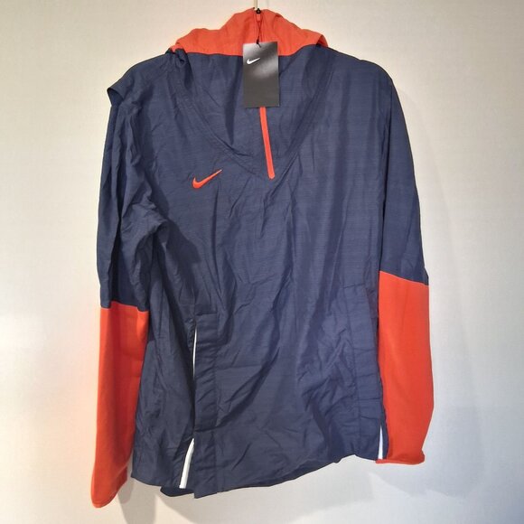 Nike Mens Navy & Orange Hooded Windbreaker Jacket Size S Lightweight New - Picture 3 of 8